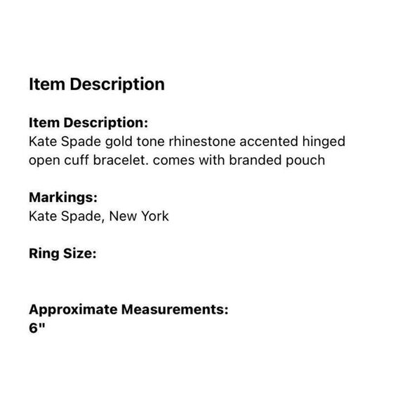 Kate Spade Gold Tone Rhinestone Hinged Cuff Bracelet - Picture 10 of 10